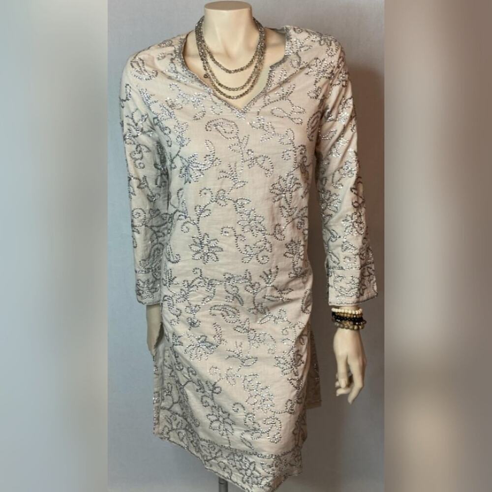 Matta Cream Sequin Tunic Dress SZ S NWT